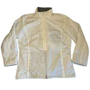 Nike Quilted Jacket Women Small Cream Insulated Minimalist Y2K Layering Rare 🧥